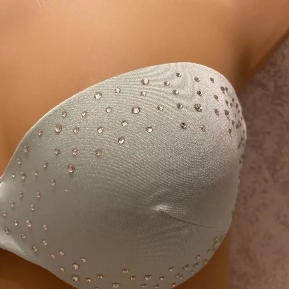Victoria's Secret Light Blue Rhinestone Strapless Bikini Top